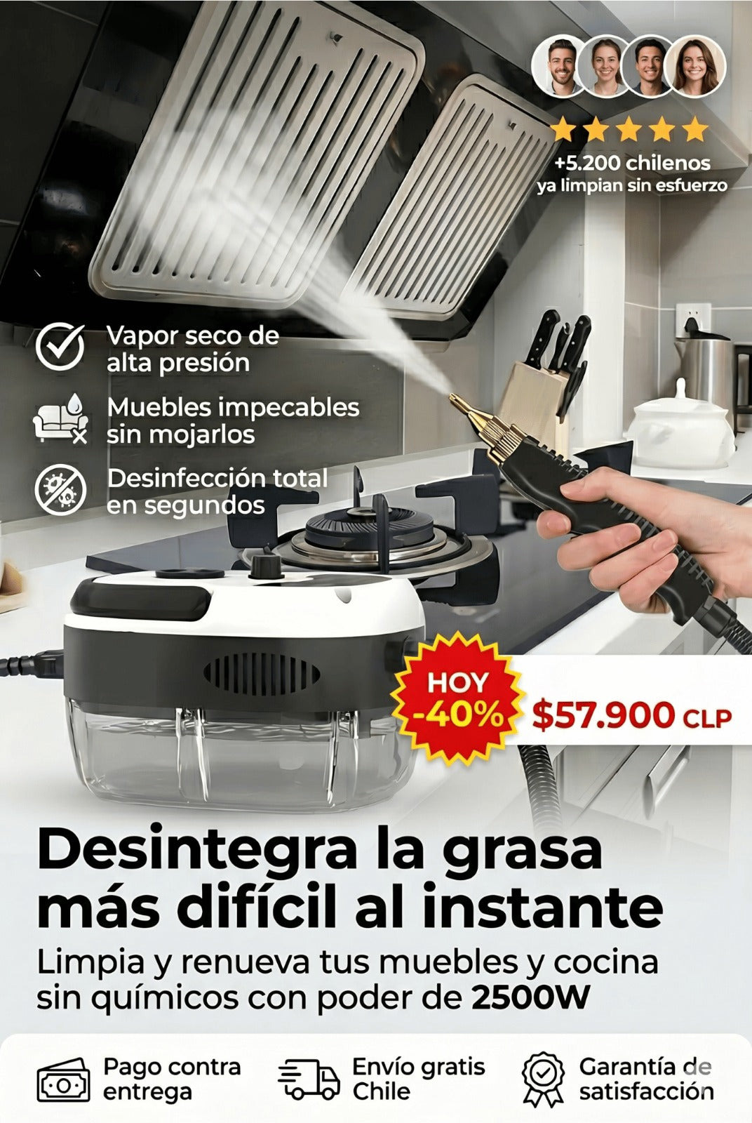 Limpiador A Vapor Presion 2500w Portatil